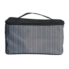 Small Soot Black And White Handpainted Houndstooth Check Watercolor Pattern Cosmetic Storage by PodArtist