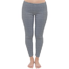 Soot Black And White Handpainted Houndstooth Check Watercolor Pattern Classic Winter Leggings by PodArtist