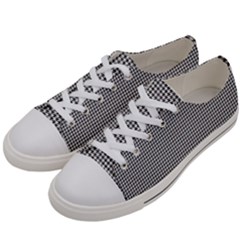 Soot Black And White Handpainted Houndstooth Check Watercolor Pattern Women s Low Top Canvas Sneakers by PodArtist