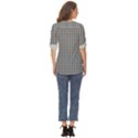 Soot Black and White Handpainted Houndstooth Check Watercolor Pattern Zip Up Long Sleeve Blouse View4