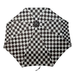 Large Black And White Watercolored Checkerboard Chess Folding Umbrellas by PodArtist
