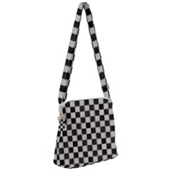 Large Black And White Watercolored Checkerboard Chess Zipper Messenger Bag by PodArtist