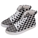 Large Black and White Watercolored Checkerboard Chess Women s Hi-Top Skate Sneakers View2