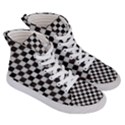 Large Black and White Watercolored Checkerboard Chess Women s Hi-Top Skate Sneakers View3