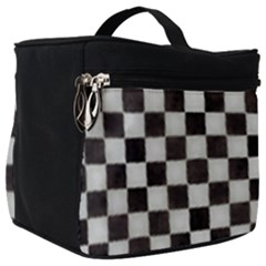 Large Black And White Watercolored Checkerboard Chess Make Up Travel Bag (big) by PodArtist