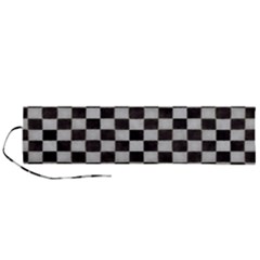 Large Black And White Watercolored Checkerboard Chess Roll Up Canvas Pencil Holder (l) by PodArtist