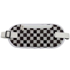 Large Black And White Watercolored Checkerboard Chess Rounded Waist Pouch by PodArtist