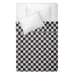 Black And White Watercolored Checkerboard Chess Duvet Cover Double Side (single Size) by PodArtist