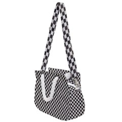 Black And White Watercolored Checkerboard Chess Rope Handles Shoulder Strap Bag by PodArtist