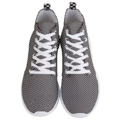 Small Black And White Watercolor Checkerboard Chess Men s Lightweight High Top Sneakers by PodArtist