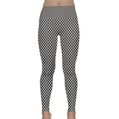 Small Black And White Watercolor Checkerboard Chess Lightweight Velour Classic Yoga Leggings by PodArtist