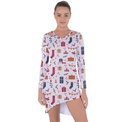 Christmas-gifts-socks-pattern Asymmetric Cut-out Shift Dress by nate14shop