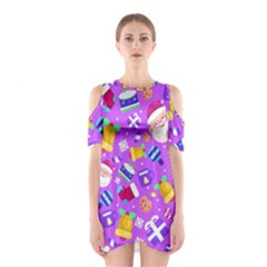 Flat-christmas-pattern-design Shoulder Cutout One Piece Dress by nate14shop