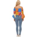 Geometric series  Off Shoulder Flutter Bell Sleeve Top View4