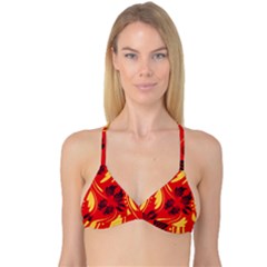 Folk Flowers Print Floral Pattern Ethnic Art Reversible Tri Bikini Top by Eskimos