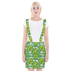 Folk Flowers Print Floral Pattern Ethnic Art Braces Suspender Skirt by Eskimos