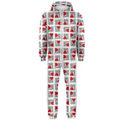 Spanish Love Phrase Motif Pattern Hooded Jumpsuit (men) by dflcprintsclothing