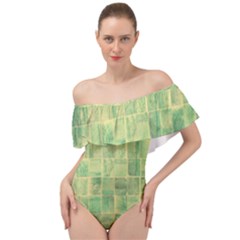 Bathroom Ceramic  Off Shoulder Velour Bodysuit  by artworkshop