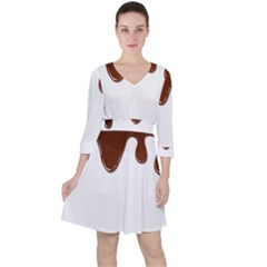 Chocolate Quarter Sleeve Ruffle Waist Dress by nate14shop