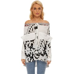 Im Fourth Dimension Black White 3 Off Shoulder Chiffon Pocket Shirt by imanmulyana