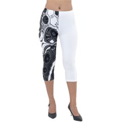 Im Fourth Dimension Black White 4 Lightweight Velour Capri Leggings  by imanmulyana