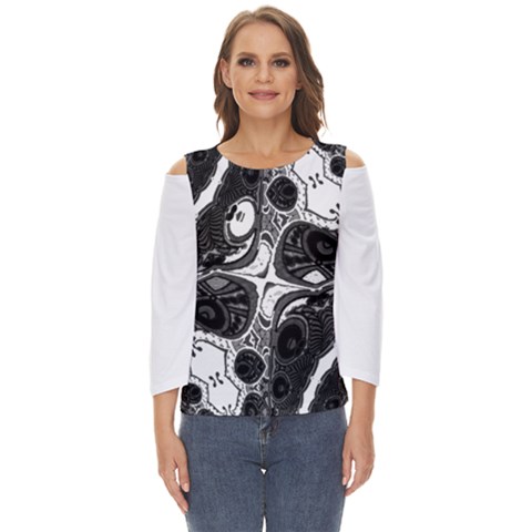 Im Fourth Dimension Black White 4 Cut Out Wide Sleeve Top by imanmulyana