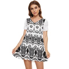 Im Fourth Dimension Black White 12 Tiered Short Sleeve Babydoll Dress by imanmulyana