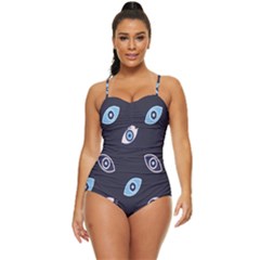 Eyes Evil Eye Blue Pattern Design Retro Full Coverage Swimsuit by artworkshop
