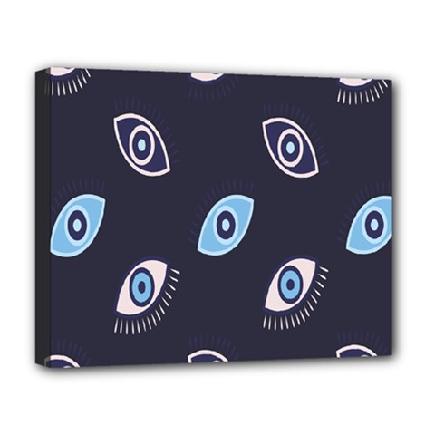 Eyes Evil Eye Blue Pattern Design Deluxe Canvas 20  X 16  (stretched) by artworkshop