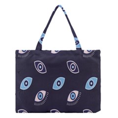Eyes Evil Eye Blue Pattern Design Medium Tote Bag by artworkshop