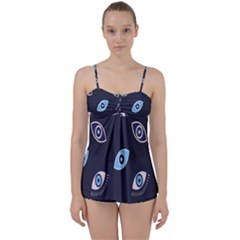 Eyes Evil Eye Blue Pattern Design Babydoll Tankini Set by artworkshop