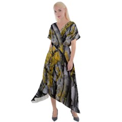 Rock Wall Crevices Geology Pattern Shapes Texture Cross Front Sharkbite Hem Maxi Dress by artworkshop