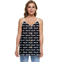 Be Wild Text Motif Pattern Casual Spaghetti Strap Chiffon Top