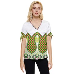 Im Fourth Dimension Colour 5 Bow Sleeve Button Up Top by imanmulyana