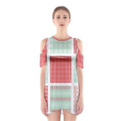 Christmas Greeting Card Design Shoulder Cutout One Piece Dress by nate14shop
