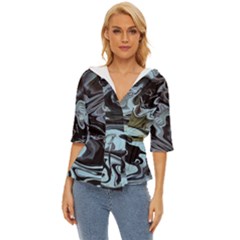Abstract Painting Black Lightweight Drawstring Hooded Top by nateshop