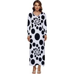 Dot Long Sleeve Velour Longline Maxi Dress by nateshop