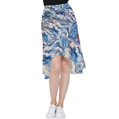 Abstract Waves Frill Hi Low Chiffon Skirt by kaleidomarblingart