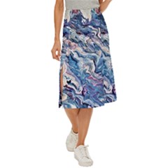 Abstract Waves Midi Panel Skirt by kaleidomarblingart
