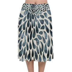 Abstract Flower Petals Velvet Flared Midi Skirt by artworkshop