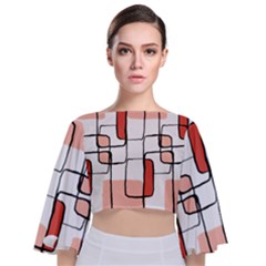 Abstract Seamless Pattern Art Tie Back Butterfly Sleeve Chiffon Top by Sapixe