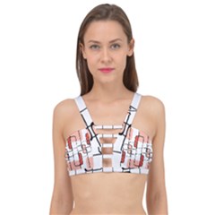 Abstract Seamless Pattern Art Cage Up Bikini Top by Sapixe