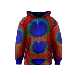 Peacock Plumage Fearher Bird Pattern Kids  Pullover Hoodie by Sapixe