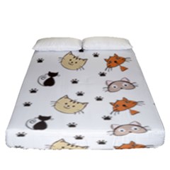 Cat Kitten Design Pattern Fitted Sheet (queen Size) by Sapixe
