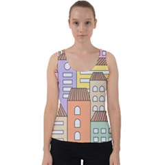 Houses City Architecture Building Velvet Tank Top by Sapixe