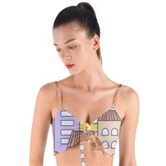 Houses City Architecture Building Woven Tie Front Bralet by Sapixe
