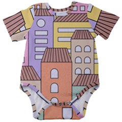 Houses City Architecture Building Baby Short Sleeve Onesie Bodysuit by Sapixe