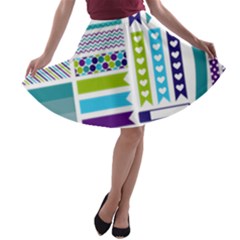 Peacock Pattern A-line Skater Skirt by Sapixe