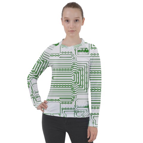 Circuit Board Women s Pique Long Sleeve Tee by Sapixe