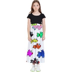 Fish Fishes Marine Life Swimming Water Kids  Flared Maxi Skirt by Sapixe